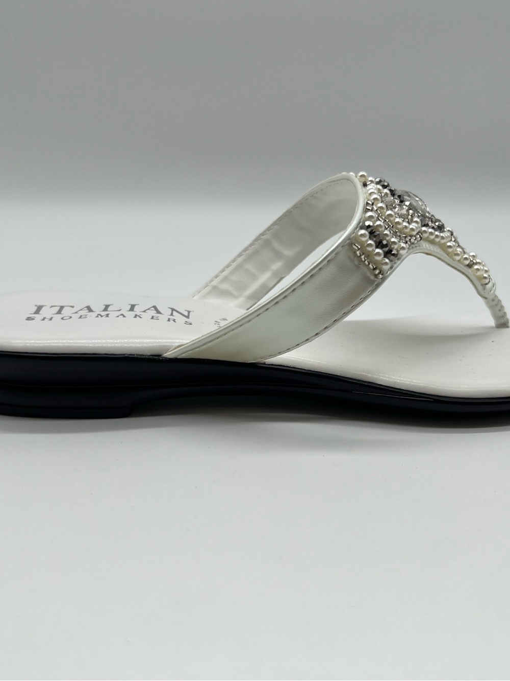 Italian Shoemakers White Embellished Thong Sandals - Picture 4 of 6